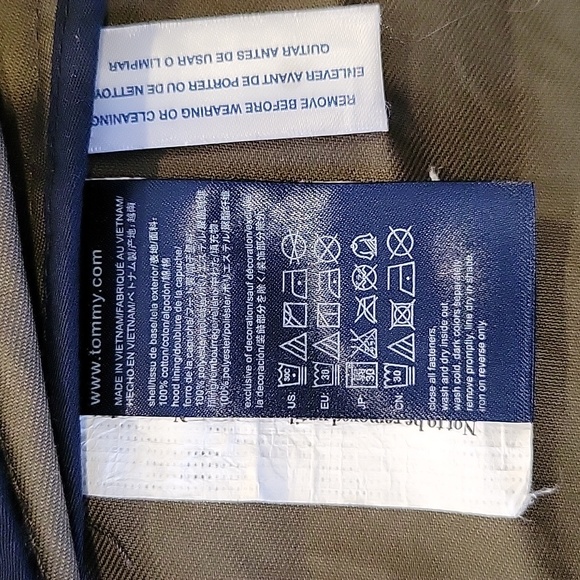 TOMMY HILFIGER spring fall coat, detachable hood, rain wind, green, small - Picture 16 of 16